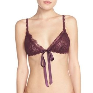 HANKY PANKY Metallic Leaf Lace Bralette XS NWOT